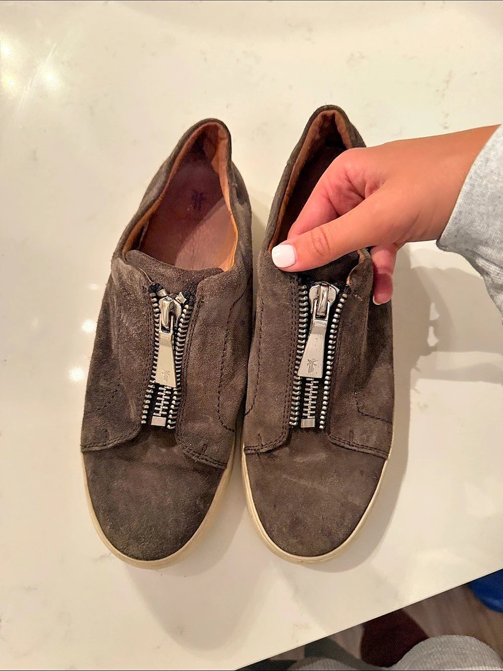 Frye Lena Zip Low Brown Zip Sneakers
